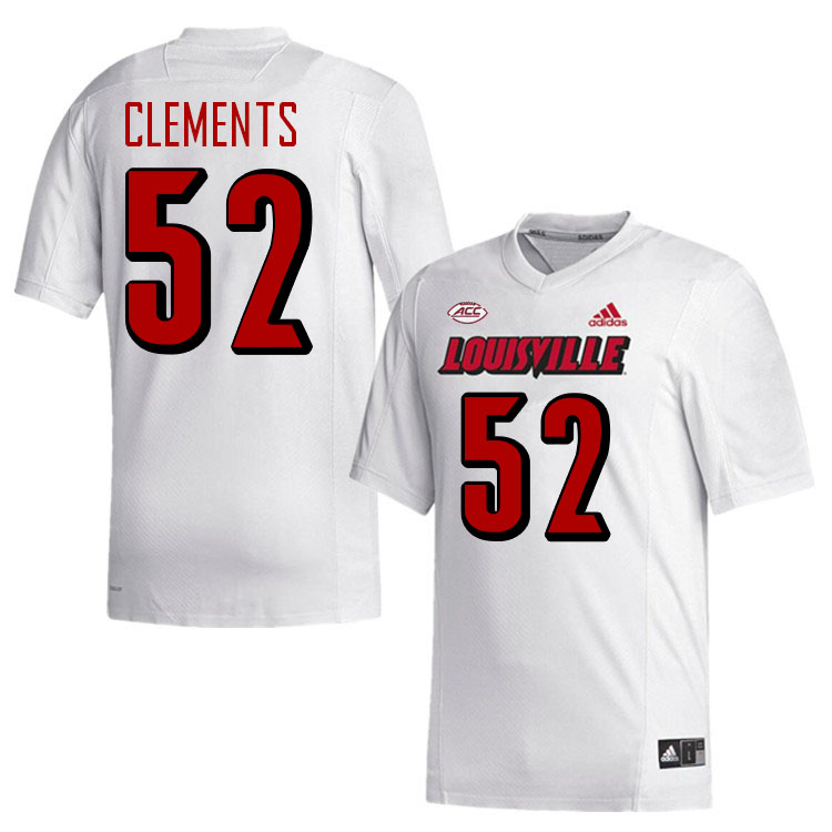 Men #52 Saadiq Clements Louisville Cardinals College Football Jerseys Stitched-White